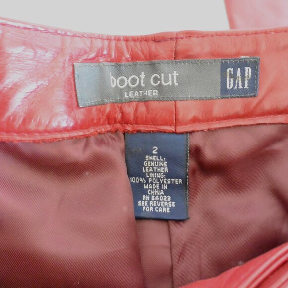 Vintage Gap Red Bootcut Genuine Leather Pants Size 2  Holiday Party Fashion - Picture 4 of 10